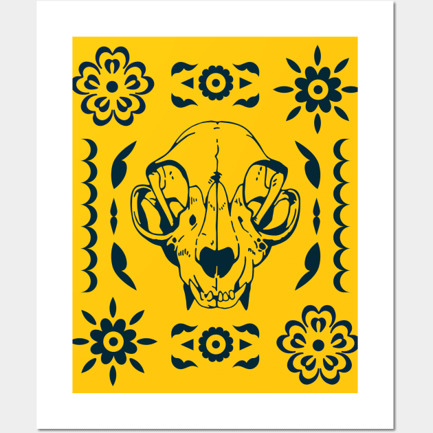 Mexican Bunting With Raccoon Skull Wall Art by Luna Illustration